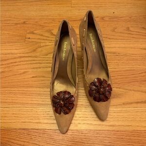 Enzo Angiolini Women's Brown Heels with Floral Accent